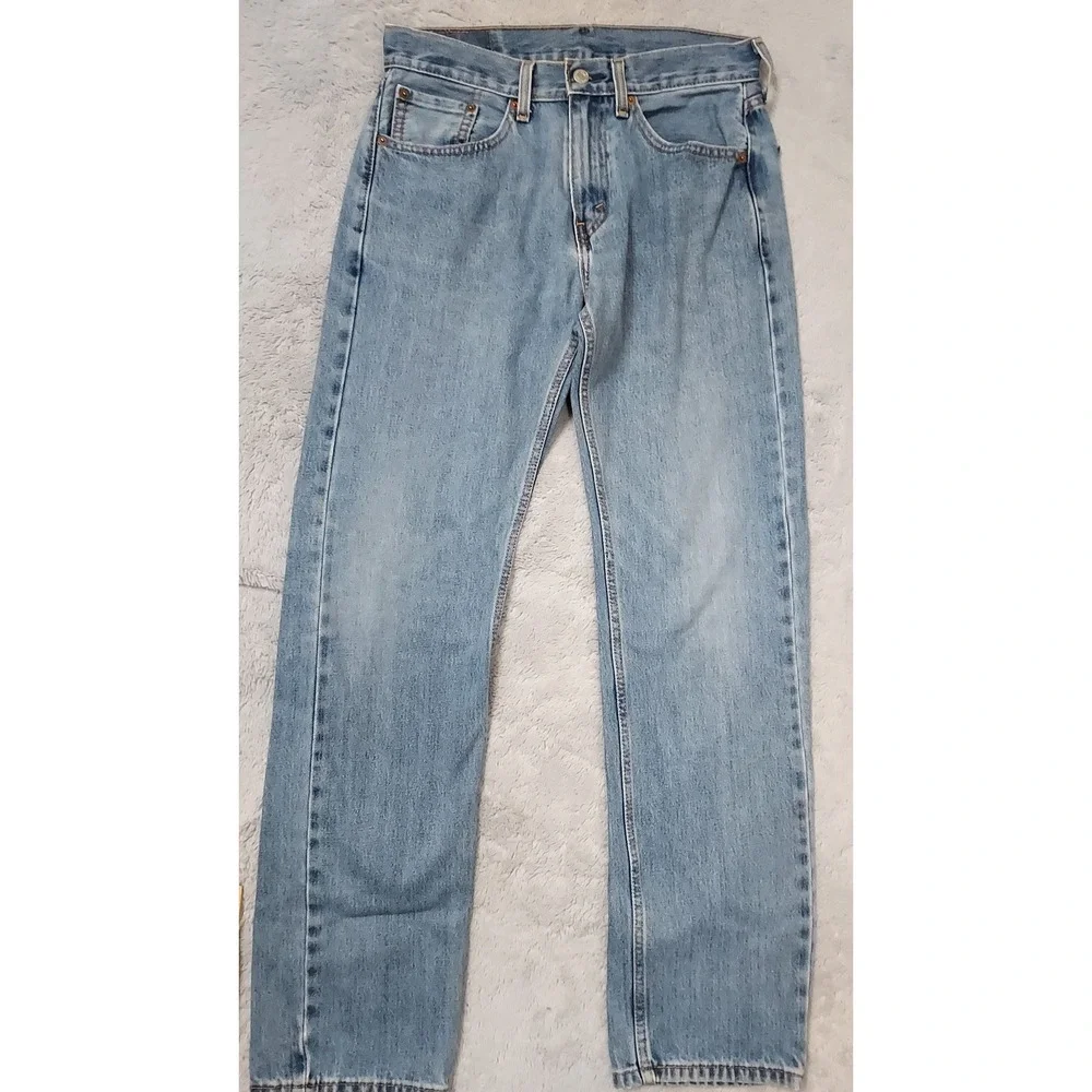 Levis 505 Jeans Mens 31x34 Straight Leg Denim Light Wash Blue Regular Fit Casual